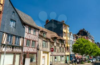 Traditional half-timbered houses in the old town of Rouen - Normandy, France