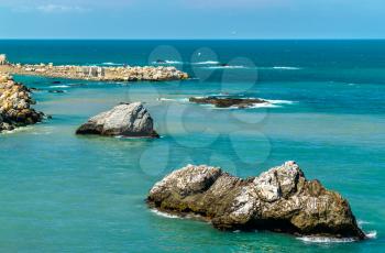Rocks in the Mediterranean Sea at Algiers, the capital of Algeria