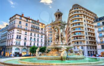 Fountain at Place des Jacobins in Lyon - Auvergne-Rhone-Alpes, France
