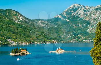Saint George and Our Lady of the Rocks, two islets in the Bay of Kotor - Montenegro, Balkans