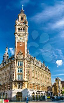 Belfry of the Chamber of Commerce. A historic building in Lille, the Nord department of France