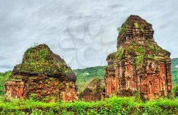 Ruins of a Hindu temple at My Son Sanctuary. UNESCO world heritage in Vietnam