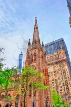 View of Trinity Church in Manhattan - New York City, United States