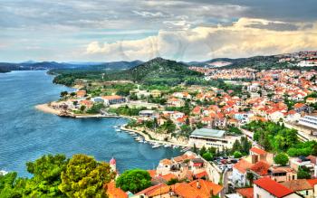 Aerial view of Sibenik town in Dalmatia, Croatia