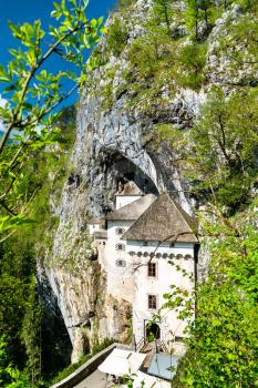 View of Predjama Castle, a Renaissance castle built within a cave mouth in south-central Slovenia