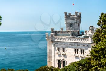 View of Miramare Castle near Trieste in Italy