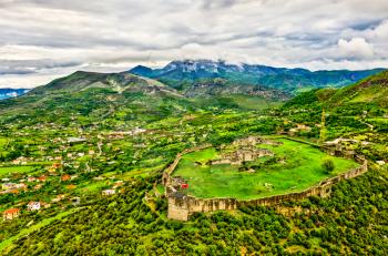 Aerial view of Lezhe Castle in northern Albania
