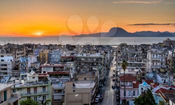View of Patras town at sunset, Greece