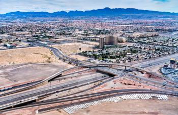 Aerial view of a traffic interchange in Las Vegas - Nevada, United States