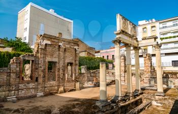 Portico of the Roman Forum in Merida, UNESCO world heritage in Spain
