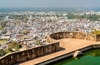 Aerial view of Chittorgarh town from the fort - Rajasthan State of India