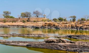 Lake at Rani Padmini Palace at Chittorgarh Fort. Rajasthan State of India