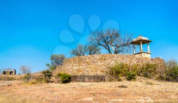 Fortifications at Rani Padmini Palace at Chittorgarh Fort. Rajasthan State of India