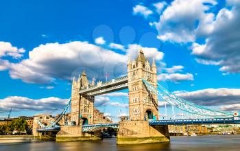 Tower Bridge across the Thames River in London, England