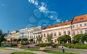 Traditional buildings in the old town of Presov in Slovakia