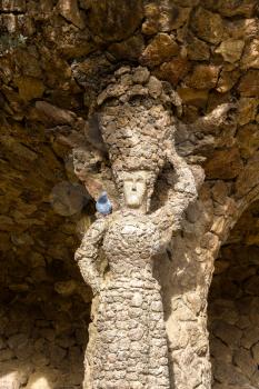 A statue in the Guell Park - Barcelona, Spain