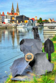 Broken propeller on a riverside in Regensburg -Bavaria, Germany