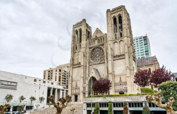 Grace Cathedral, an Episcopal cathedral on Nob Hill in San Francisco - California, United States