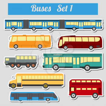 Public transportation, buses. Icon set. Vector illustration