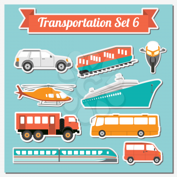 Set of all types of transport icon  for creating your own infographics or maps. Water, road, urban, air, cargo, public and ground transportation set. Vector illustration