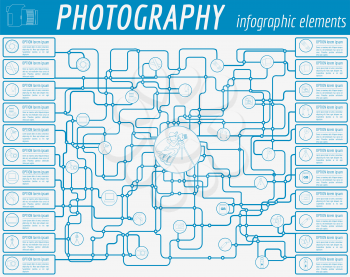 Photography infographics set with photo, camera equipment. Vector illustration