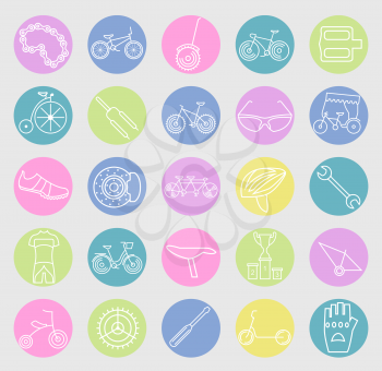 Bicycle icon set. Bike types. Vector illustration linear thin design