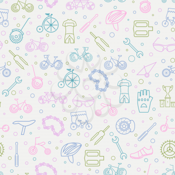 Bicycle seamless pattern. Tnin line design. Vector illustration