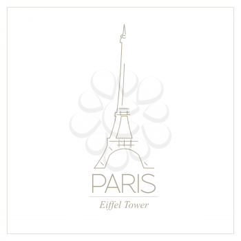 World landmarks. Paris. France. Eiffel tower. Graphic template. Logos and badges. Linear design. Vector illustration