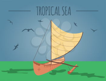 Tropical sea graphic template. Vector illustration