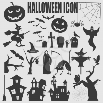 Halloween icon set. Holiday design. Vector illustration.
