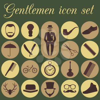 Set of vintage barber, hairstyle and gentlemen icon. Vector illustration