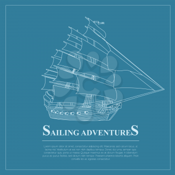 Set of sailing boat and nautical logos. Vector logo templates and badges 