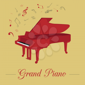 Musical instruments graphic template. Grand piano. Vector illustration
