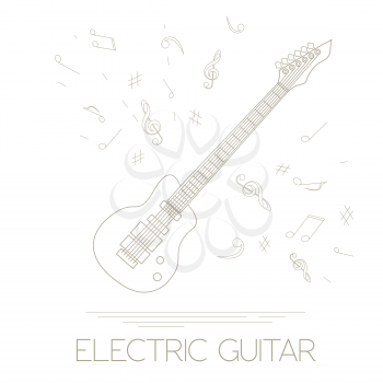 Musical instruments graphic template. Electric guitar. Vector illustration