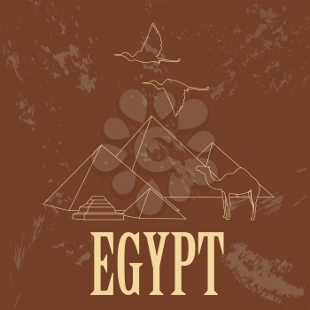 Egypt  landmarks. Retro styled image. Vector illustration