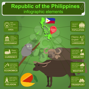 Philippines  infographics, statistical data, sights. Vector illustration