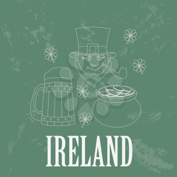 Ireland landmarks. Retro styled image. Vector illustration