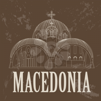 Macedonia landmarks. Retro styled image. Vector illustration