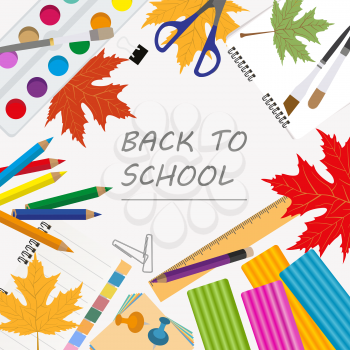 Back to school. Stationary graphic template. Vector illustration
