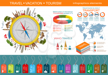 Travel. Vacations. Beach resort infographics. Elements for creating your own infographics. Vector illustrations
