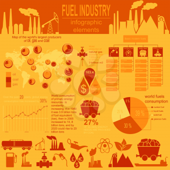 Fuel industry infographic, set elements for creating your own infographics. Vector illustration