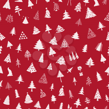 Christmas tree seamless pattern. Flat design.  Monochrome version. Vector illustration
