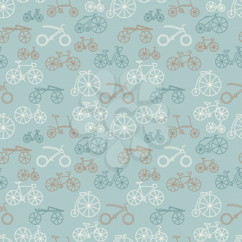 Bicycle seamless pattern. Evolution. Flat colour design vector icon set. Illustration