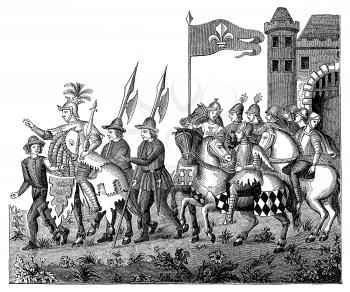 Royalty Free Clipart Image of Storming the Castle 