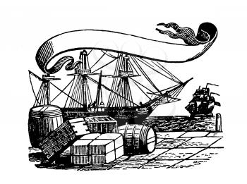 Royalty Free Clipart Image of Ships and Cargo
