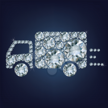 Delivery truck sign icon made a lot of diamonds 