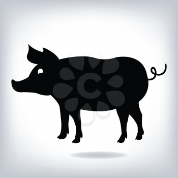 Silhouette of pig isolated on white background. pig Icon. pig icon web. pig Icon Flat. pig Icon design.