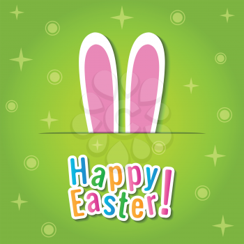 Happy Easter greeting card with bunny ears.