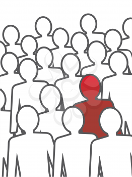Unusual person in the crowd. Vector concept illustration.