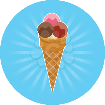Delicious icecream concept. Icon in blue circle on white background